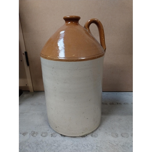 578 - Five gallon stoneware flagon. {50 cm H x 27 cm W}.