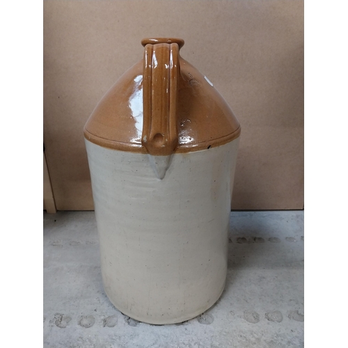 578 - Five gallon stoneware flagon. {50 cm H x 27 cm W}.