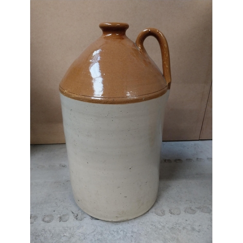 578 - Five gallon stoneware flagon. {50 cm H x 27 cm W}.