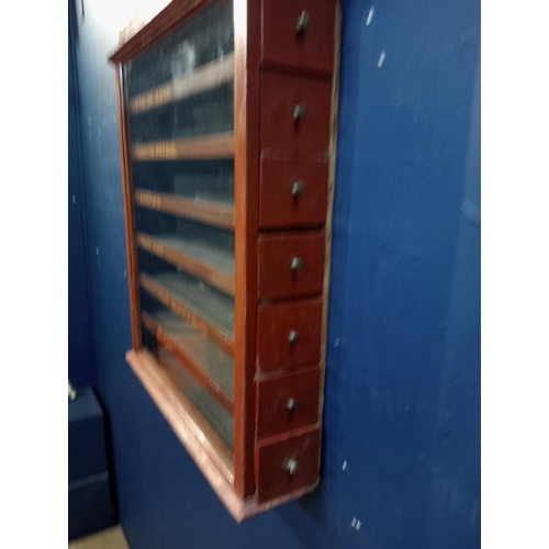 579 - Ogden's cigarettes dispensing advertising cabinet with seven pull out brand name drawers {H 77cm x W... 