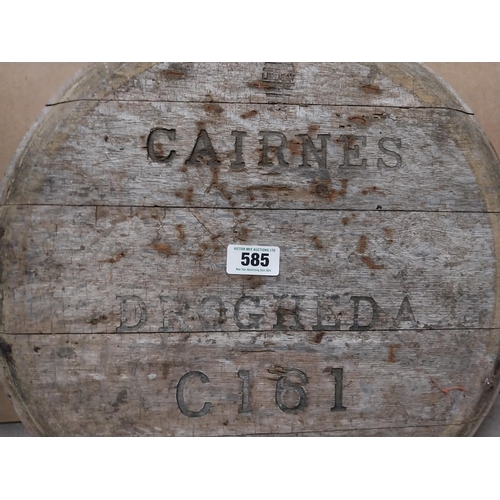 585 - Cairnes of Drogheda oak barrel top. {50 cm Dia}.