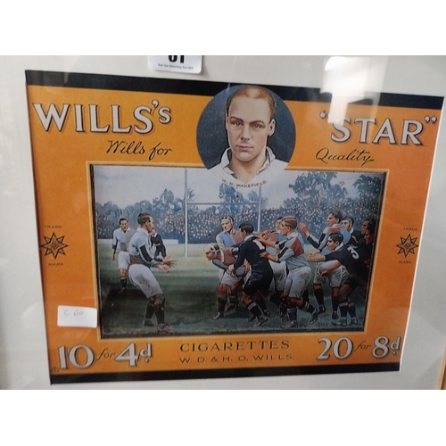 61 - Will's Star tobacco framed advertising print. {51 cm H x 61 cm W}.