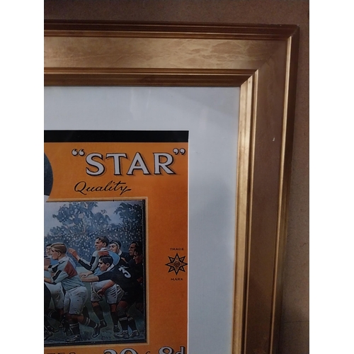 61 - Will's Star tobacco framed advertising print. {51 cm H x 61 cm W}.