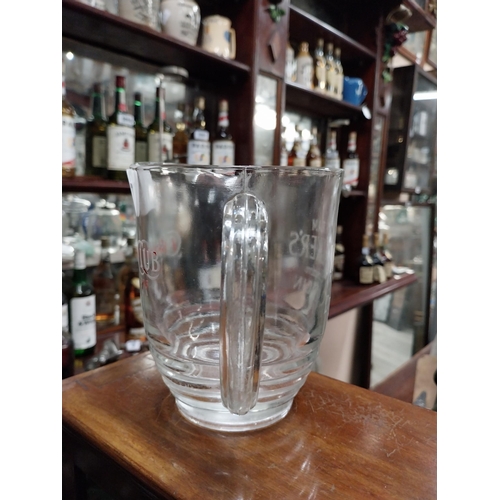 617 - Hiram Walker London Dry Gin glass advertising jug. {15 cm H x 20 cm W x 12 cm D}.