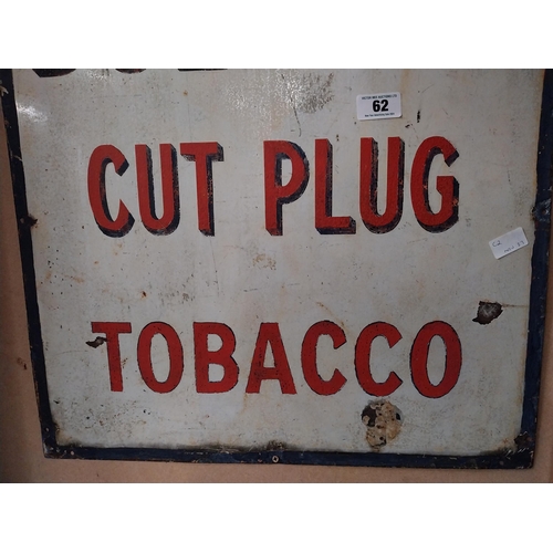 62 - Will's Bulwark Cut Plug tobacco enamel advertising sign. {91 cm H x 61 cm W}.