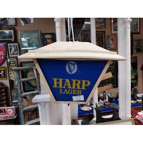 626 - Rare revolving Harp, Guinness and Double Diamond Perspex and metal light up advertising lantern. {34... 