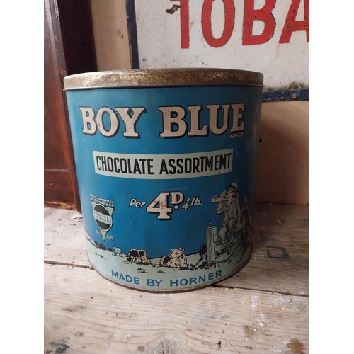 63 - Sovereign Creamy Whirls advertising tin {22 cm H  21 cm W x 14 cm W} and Boy Blue Chocolate Assortme... 