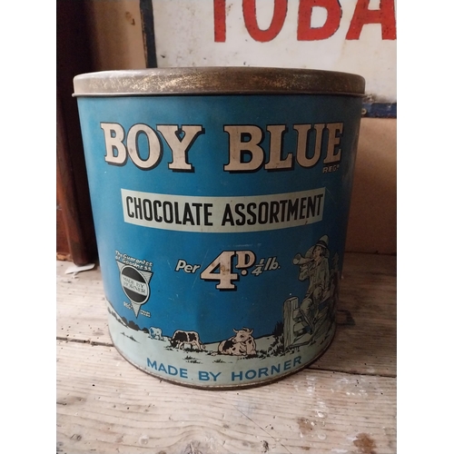 63 - Sovereign Creamy Whirls advertising tin {22 cm H  21 cm W x 14 cm W} and Boy Blue Chocolate Assortme... 