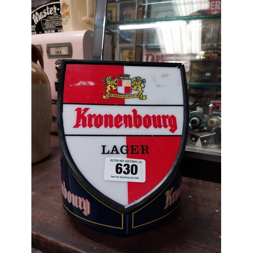 630 - Kronenbourg counter display light up advertising sign {21 cm H x 18 cm W x 18 cm D}.