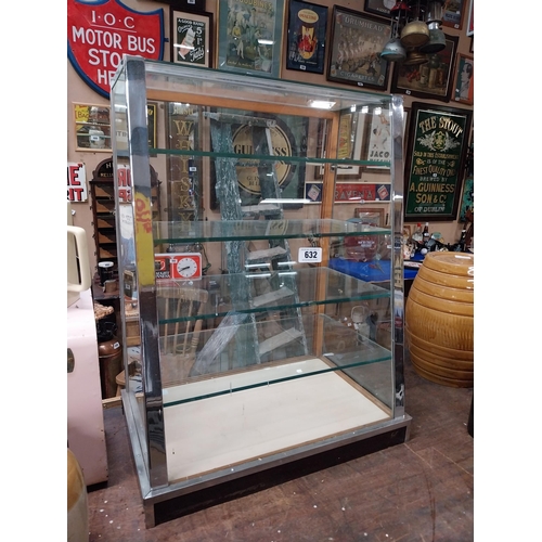 632 - Chrome and glass Art Deco counter cabinet. {68 cm H x 53 cm W x 33 cm D}.