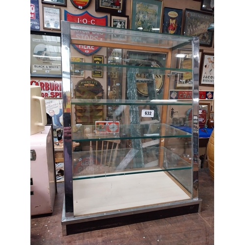 632 - Chrome and glass Art Deco counter cabinet. {68 cm H x 53 cm W x 33 cm D}.