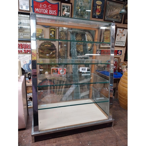 632 - Chrome and glass Art Deco counter cabinet. {68 cm H x 53 cm W x 33 cm D}.