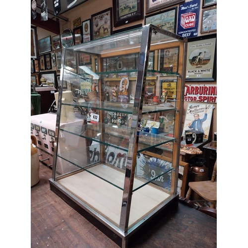 632 - Chrome and glass Art Deco counter cabinet. {68 cm H x 53 cm W x 33 cm D}.