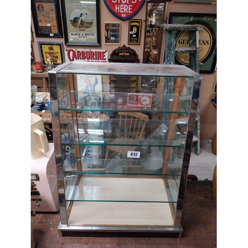 632 - Chrome and glass Art Deco counter cabinet. {68 cm H x 53 cm W x 33 cm D}.