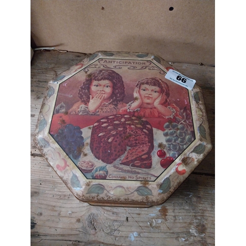 66 - Mommy's Rich Fruit Cake adverting tin. {11 cm H x 24 cm Dia.}.