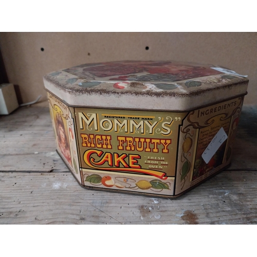 66 - Mommy's Rich Fruit Cake adverting tin. {11 cm H x 24 cm Dia.}.