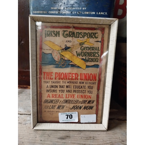 70 - Irish Transport General Workers Union framed print. {25 cm H x 18 cm W}.