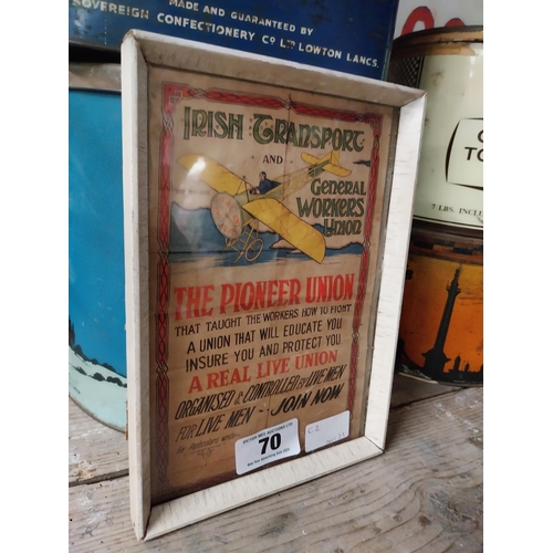 70 - Irish Transport General Workers Union framed print. {25 cm H x 18 cm W}.