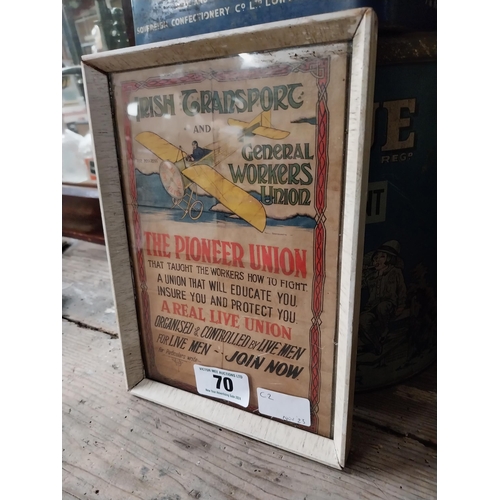 70 - Irish Transport General Workers Union framed print. {25 cm H x 18 cm W}.