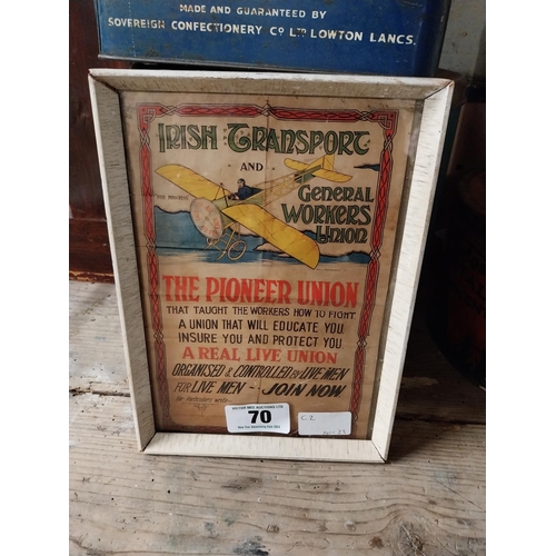 70 - Irish Transport General Workers Union framed print. {25 cm H x 18 cm W}.