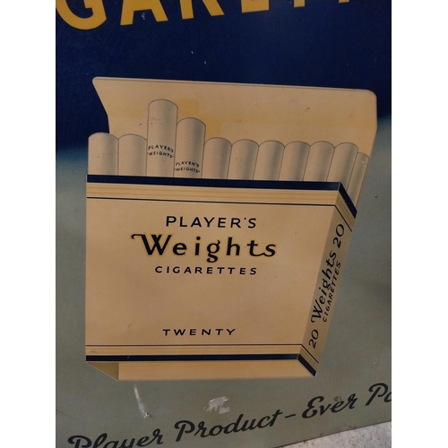 76 - Player's Weights Cigarettes tin plate advertising sign. {74 cm H x 50 cm W}.