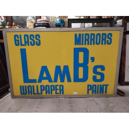 77 - Lamb's Glass Mirrors Wallpaper Paints double sided Perspex and metal light up hanging advertising si... 