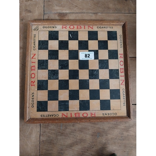 82 - Ogden's Robin cigarettes wooden advertising Draughts board. {32 cm H x 32 cm W}