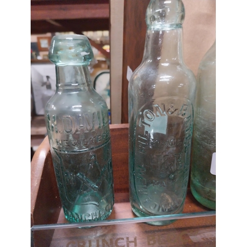 865 - Three  19th C. blob top bottles - M Davis Manchester, Hilton and Bates Newtownheath and Corcoran and... 