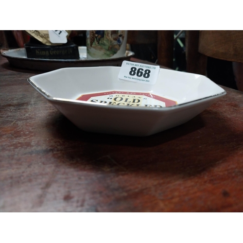 868 - Old Speckled Hen Ale ceramic ashtray {15 cm H x 15 cm W} and Bass for Men ceramic ashtray {14 cm Dia... 