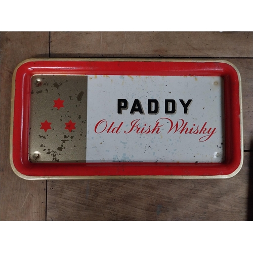 87 - Paddy Old Irish Whiskey tinplate advertising tray. {19 cm H x 36 cm W}.