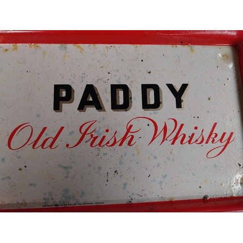 87 - Paddy Old Irish Whiskey tinplate advertising tray. {19 cm H x 36 cm W}.