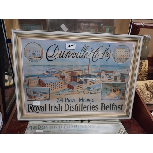 873 - Framed Dunvilles advertising print. {46 cm H x 63 cm W}.