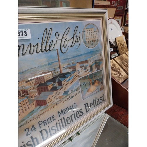 873 - Framed Dunvilles advertising print. {46 cm H x 63 cm W}.