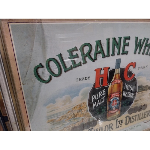 874 - Coleraine Whisky framed advertising print. {46 cm H x 63 cm W}.