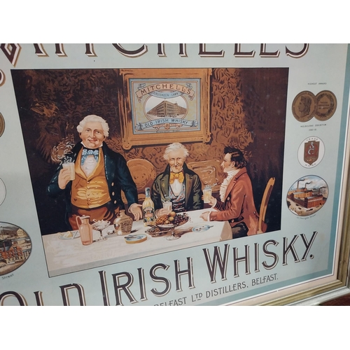 875 - Mitchells Old Irish Whisky Belfast framed advertising print. {46 cm H x 63 cm W}.