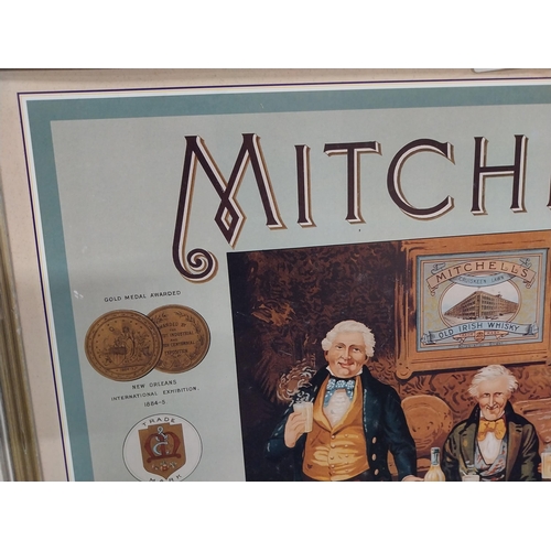 875 - Mitchells Old Irish Whisky Belfast framed advertising print. {46 cm H x 63 cm W}.