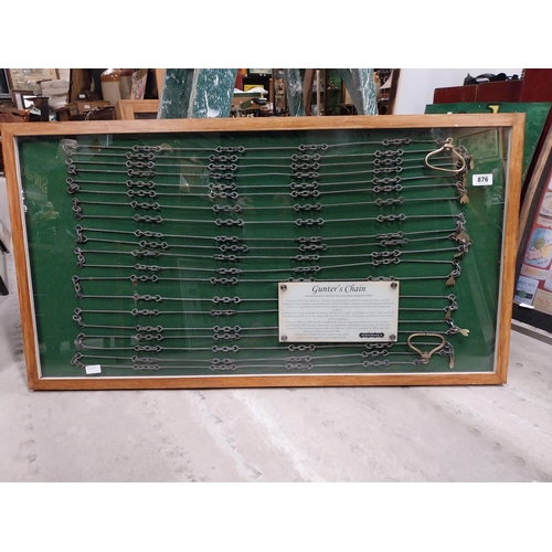 876 - Framed Gunther's Chain Land Measurement display. {67 cm H x 125 cm W}.