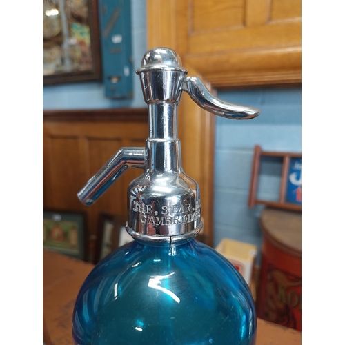 877 - Early 20th C. Cambridge blue glass soda siphon.