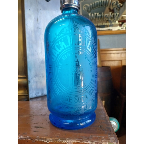 877 - Early 20th C. Cambridge blue glass soda siphon.