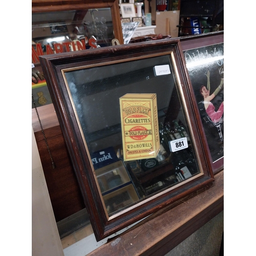 881 - Gold Flake Cigarettes framed advertising mirror. {37 cm H x 32 cm W}.