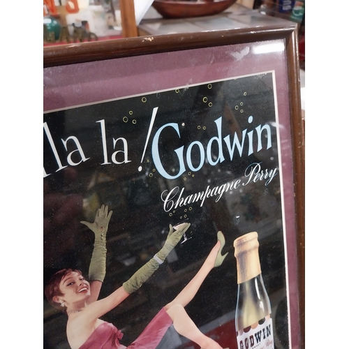 882 - Oh La La Goodwins Champagne Perry framed advertising showcard. {36 cm H x 26 cm W}.