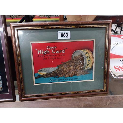 883 - Cope's High Card Pure Virginia Flake framed advertising showcard. {29 cm H x 37 cm W}.