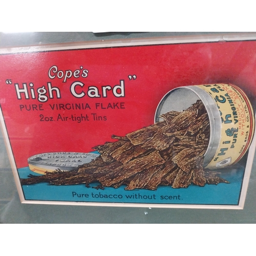 883 - Cope's High Card Pure Virginia Flake framed advertising showcard. {29 cm H x 37 cm W}.