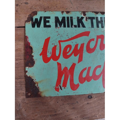 92 - We Milk The Weyford Mackford Way enamel advertising sign. {23 cm H x 33 cm W}.