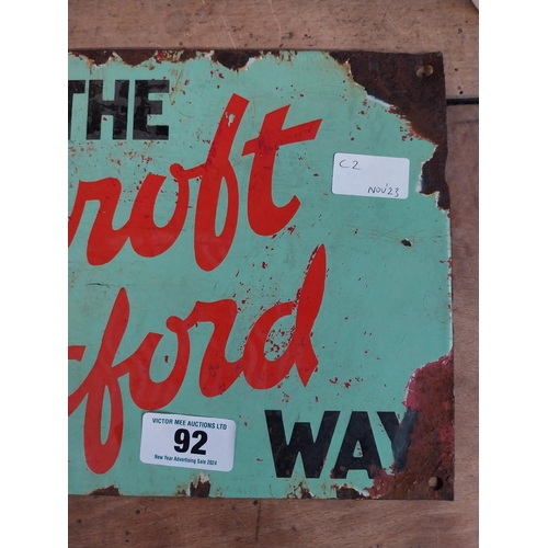 92 - We Milk The Weyford Mackford Way enamel advertising sign. {23 cm H x 33 cm W}.