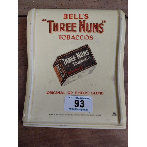 93 - Bell's Three Nuns Tobacco ceramic change tray. { 5cm H X 17cm W X 20cm D }.