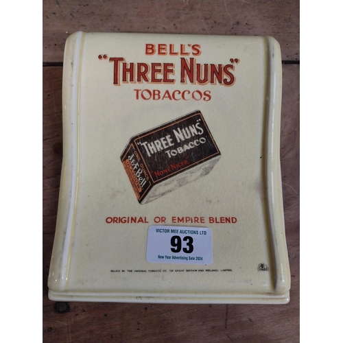 93 - Bell's Three Nuns Tobacco ceramic change tray. { 5cm H X 17cm W X 20cm D }.