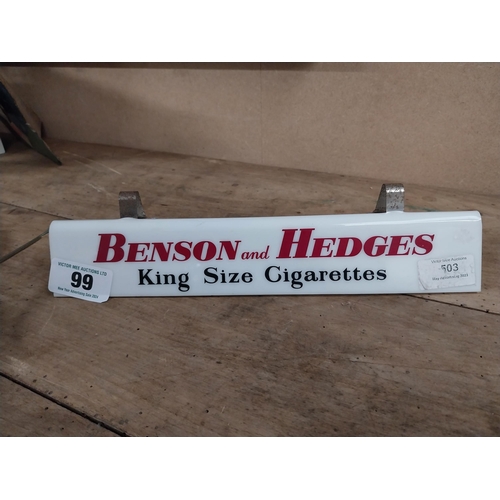 99 - Benson and Hedges Cigarettes clip on shelf light. {6cm H x 31 cm W x 6 cm D}