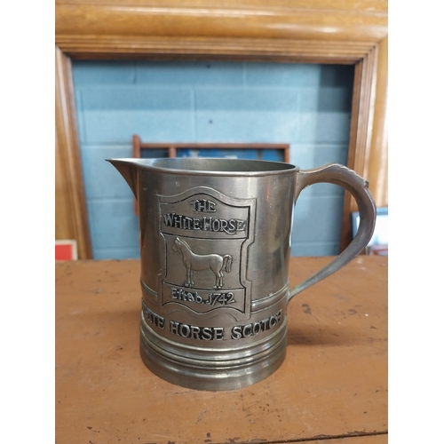 50A - White Horse whiskey advertising jug {12 cm H x 16 cm H x 10 cm W}.