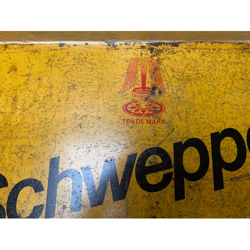 373 - Schweppes Tonic Water tinplate advertising tray. {30 cm H x 43 cm W}.